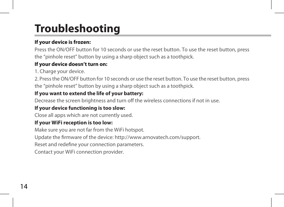 Troubleshooting | ARNOVA 7i G3 User Manual | Page 14 / 114
