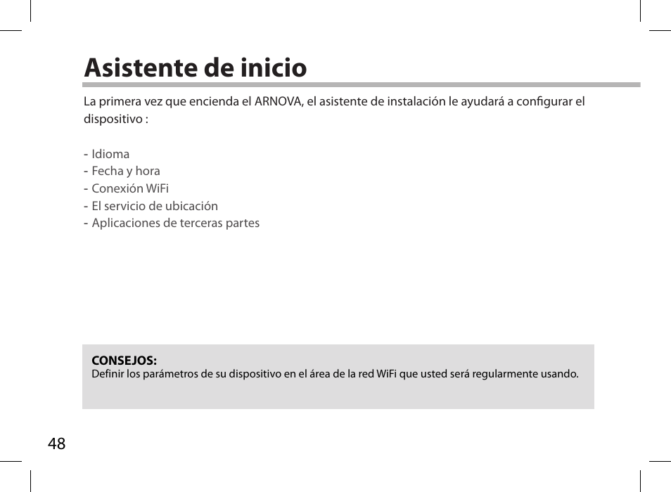Asistente de inicio | ARNOVA 7i G3 User Manual | Page 48 / 114
