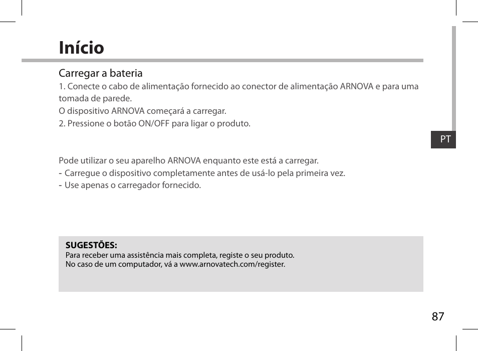 Início | ARNOVA 7i G3 User Manual | Page 87 / 114