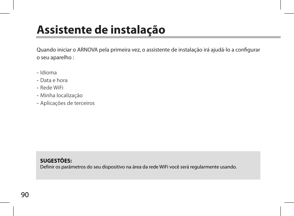 Assistente de instalação | ARNOVA 7i G3 User Manual | Page 90 / 114