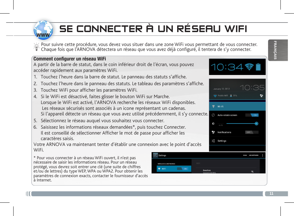 Se connecter à un réseau wifi | ARNOVA 8 G3 User Manual | Page 11 / 58