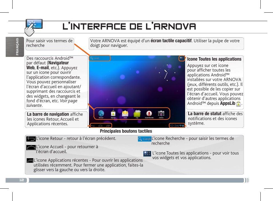 L’interface de l’arnova | ARNOVA 8 G3 User Manual | Page 12 / 58