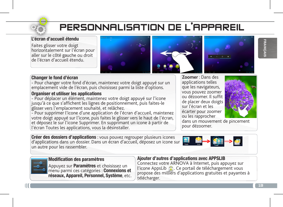 Personnalisation de l’appareil | ARNOVA 8 G3 User Manual | Page 13 / 58