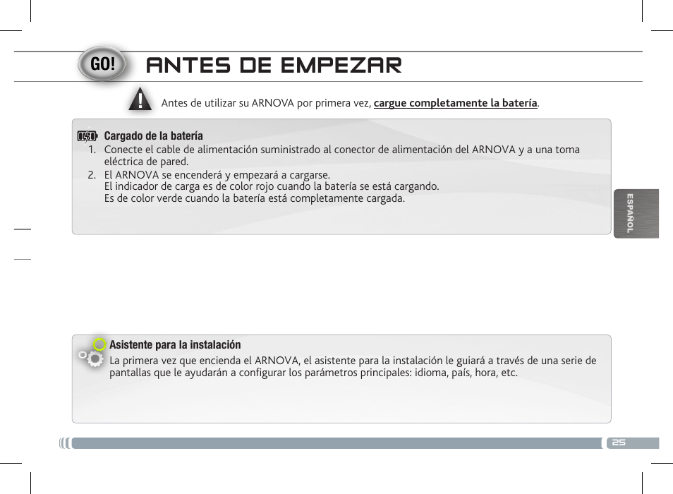 Antes de empezar | ARNOVA 8 G3 User Manual | Page 25 / 58