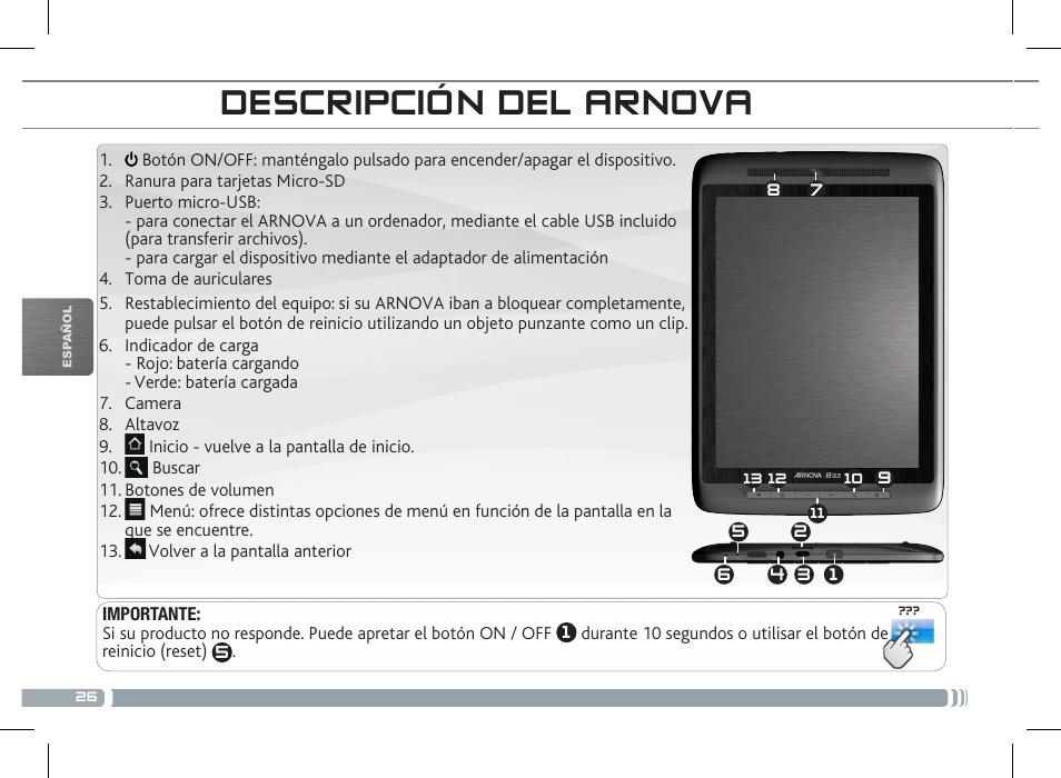 Descripción del arnova | ARNOVA 8 G3 User Manual | Page 26 / 58