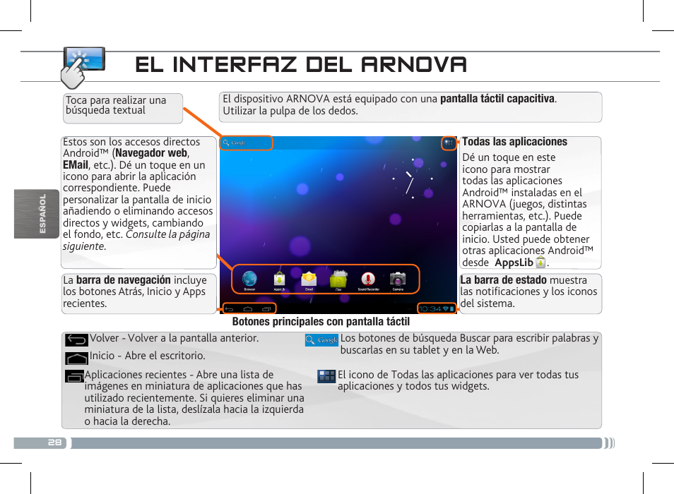 El interfaz del arnova | ARNOVA 8 G3 User Manual | Page 28 / 58