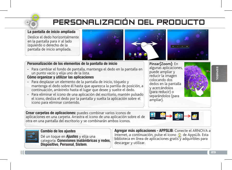 Personalización del producto | ARNOVA 8 G3 User Manual | Page 29 / 58