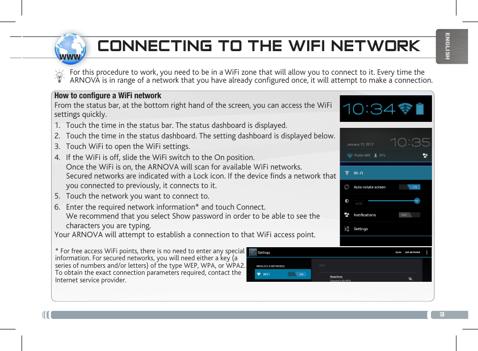 Connecting to the wifi network | ARNOVA 8 G3 User Manual | Page 3 / 58