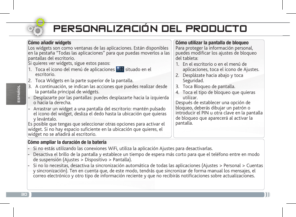 Personalización del producto | ARNOVA 8 G3 User Manual | Page 30 / 58