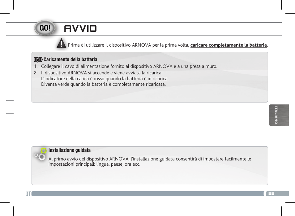 Avvio | ARNOVA 8 G3 User Manual | Page 33 / 58