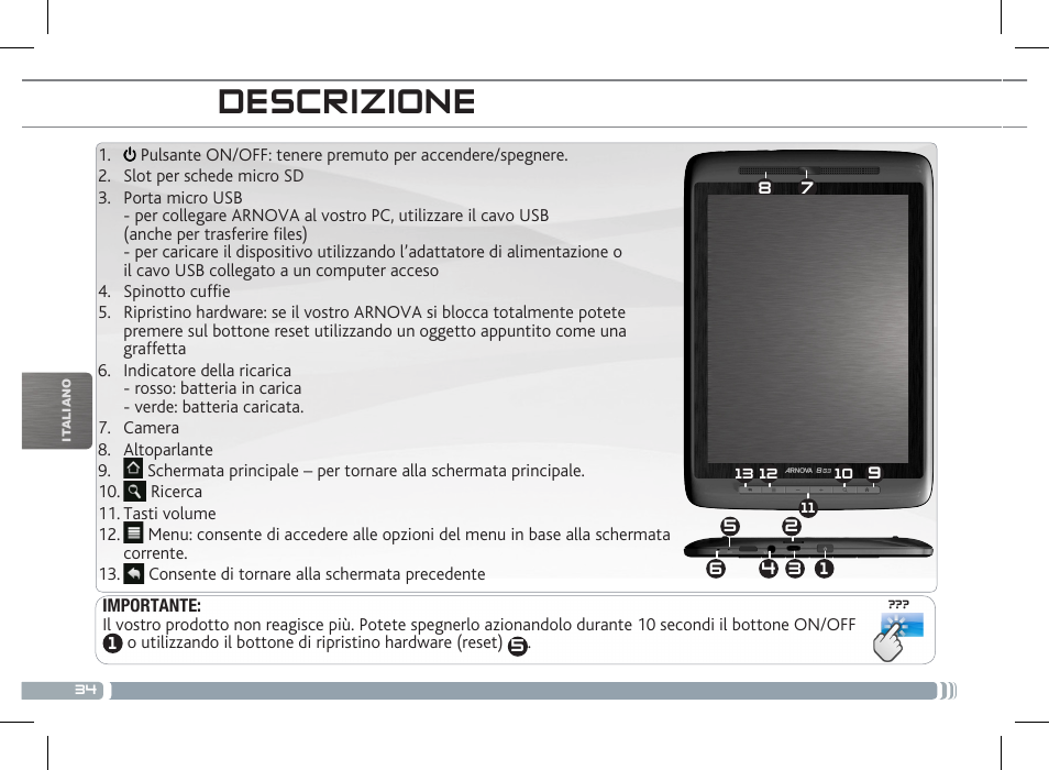 Descrizione | ARNOVA 8 G3 User Manual | Page 34 / 58