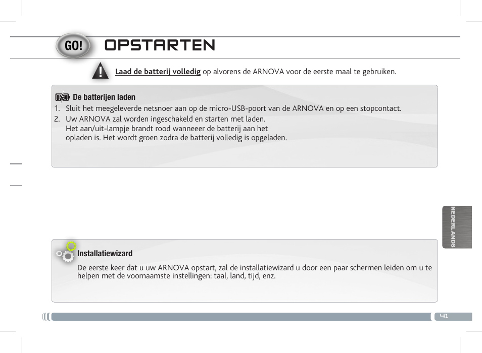 Opstarten | ARNOVA 8 G3 User Manual | Page 41 / 58