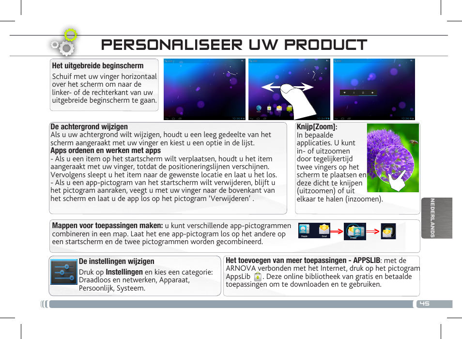Personaliseer uw product | ARNOVA 8 G3 User Manual | Page 45 / 58