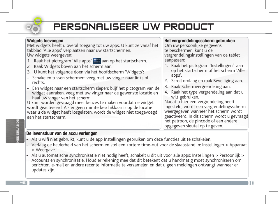 Personaliseer uw product | ARNOVA 8 G3 User Manual | Page 46 / 58