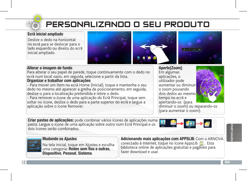 Personalizando o seu produto | ARNOVA 8 G3 User Manual | Page 53 / 58