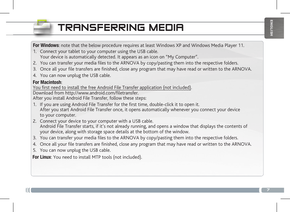 Transferring media | ARNOVA 8 G3 User Manual | Page 7 / 58