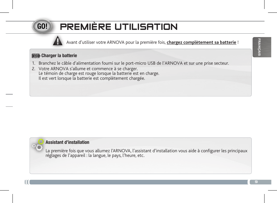 Première utilisation | ARNOVA 8 G3 User Manual | Page 9 / 58