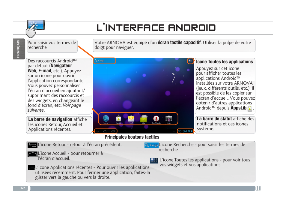 L’interface android | ARNOVA 8c G3 User Manual | Page 12 / 58