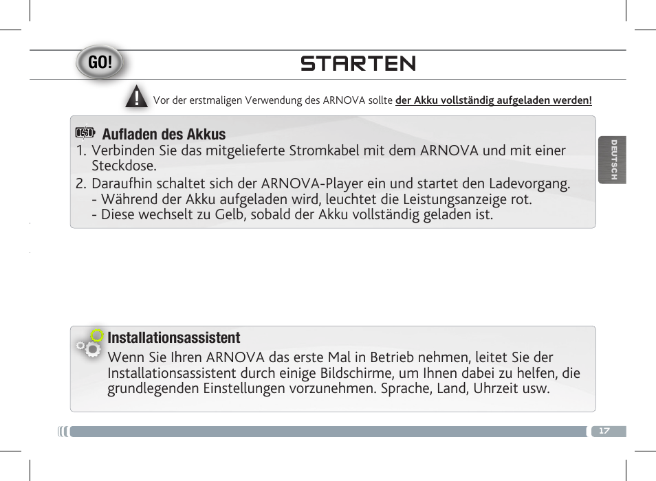 Enregistrez votre tablette, Starten | ARNOVA 8c G3 User Manual | Page 17 / 58