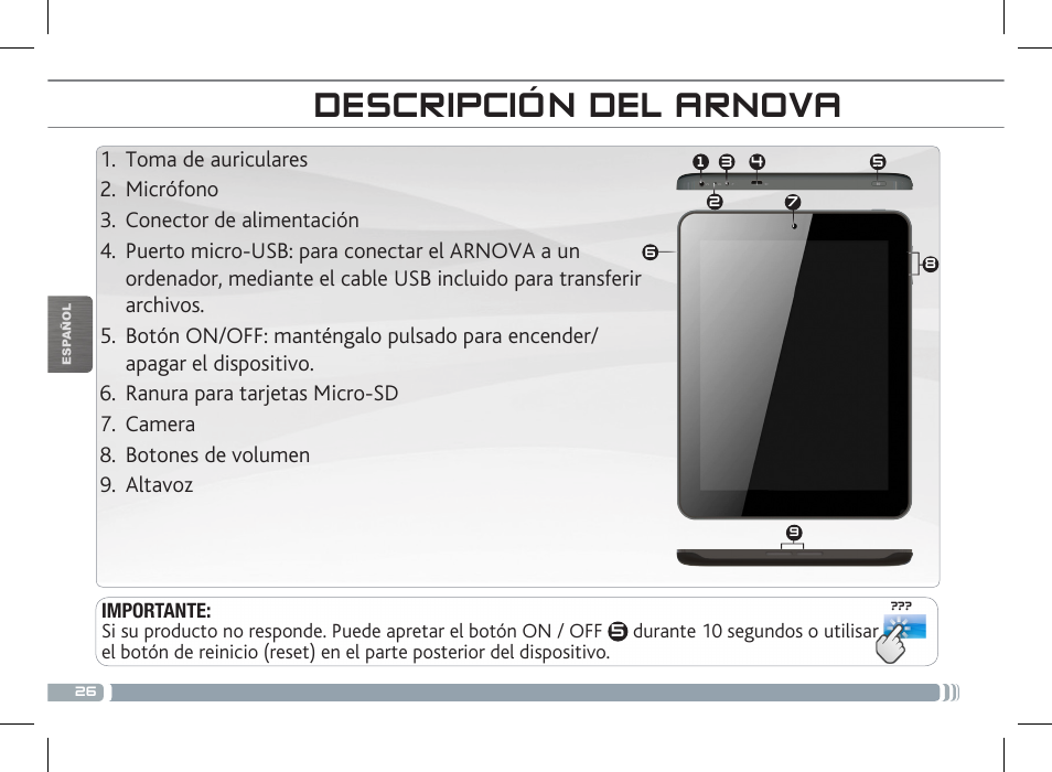 Descripción del arnova | ARNOVA 8c G3 User Manual | Page 26 / 58