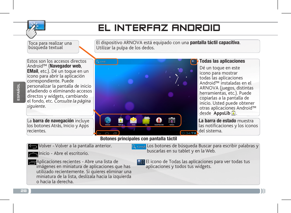 El interfaz android | ARNOVA 8c G3 User Manual | Page 28 / 58