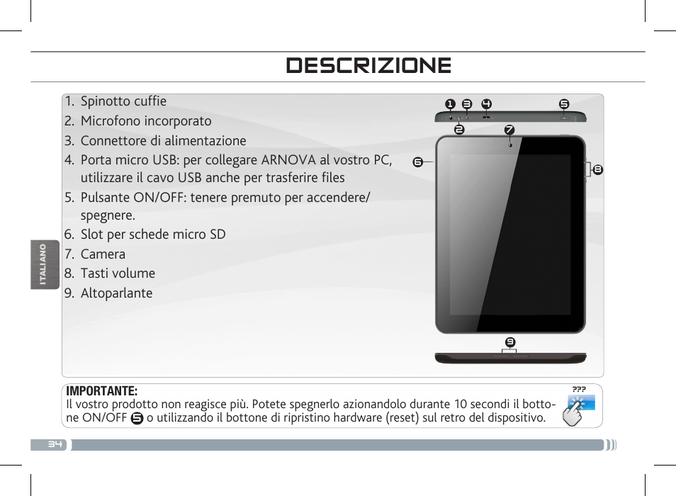 Descrizione | ARNOVA 8c G3 User Manual | Page 34 / 58