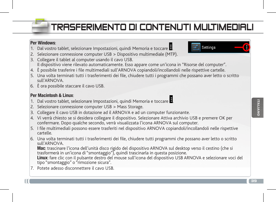 Trasferimento di contenuti multimediali, Personalizza il prodotto | ARNOVA 8c G3 User Manual | Page 39 / 58
