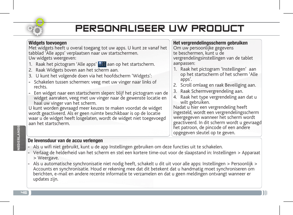 Personaliseer uw product | ARNOVA 8c G3 User Manual | Page 46 / 58