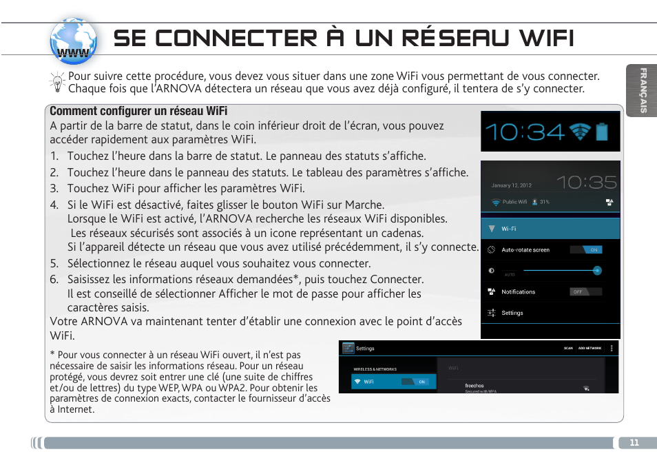 Se connecter à un réseau wifi | ARNOVA 9 G3 User Manual | Page 11 / 58