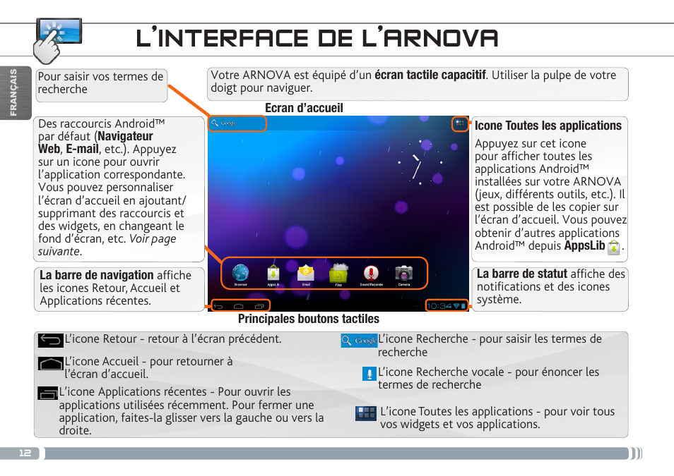 L’interface de l’arnova | ARNOVA 9 G3 User Manual | Page 12 / 58