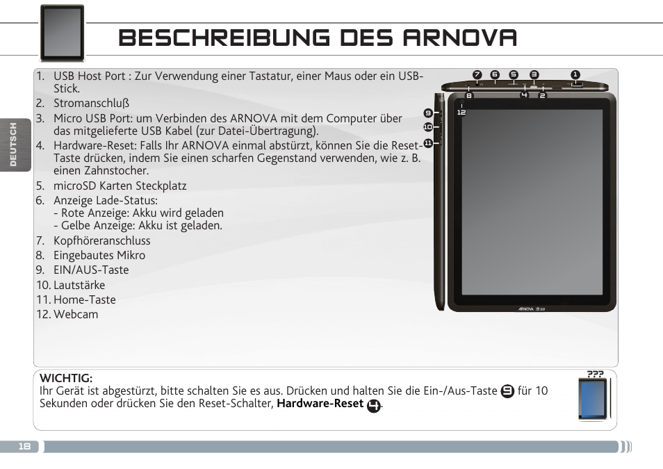 Beschreibung des arnova | ARNOVA 9 G3 User Manual | Page 18 / 58