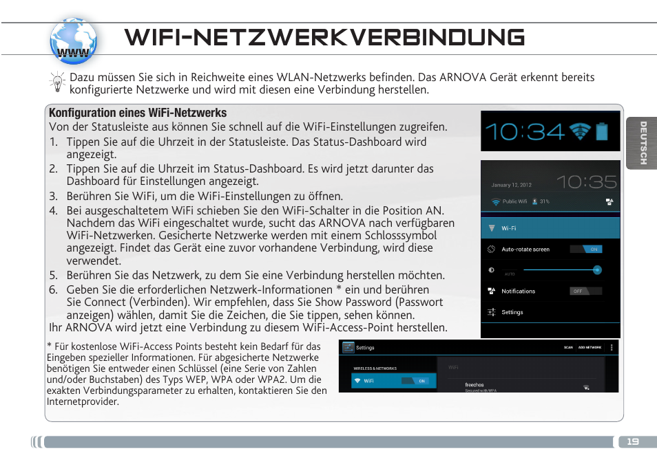 Wifi-netzwerkverbindung | ARNOVA 9 G3 User Manual | Page 19 / 58