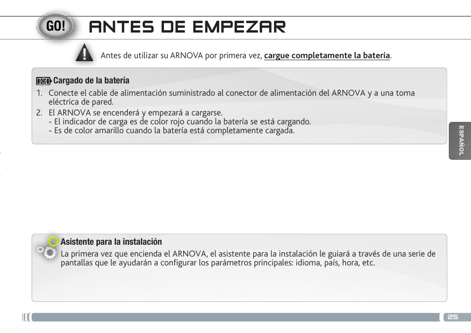 Antes de empezar | ARNOVA 9 G3 User Manual | Page 25 / 58