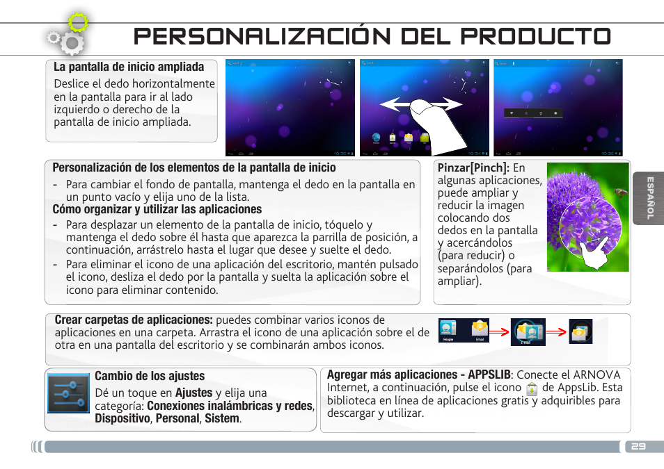 Personalización del producto | ARNOVA 9 G3 User Manual | Page 29 / 58