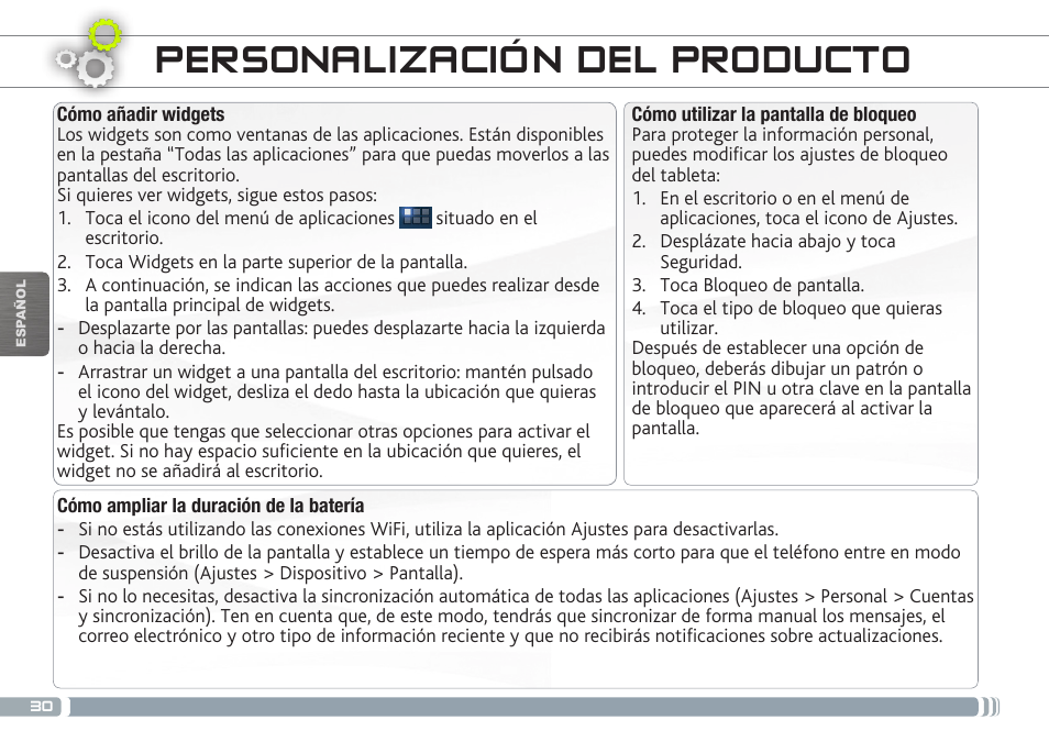 Personalización del producto | ARNOVA 9 G3 User Manual | Page 30 / 58