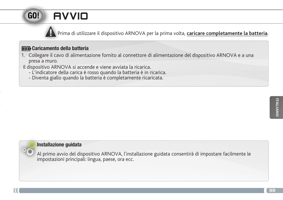 Avvio | ARNOVA 9 G3 User Manual | Page 33 / 58