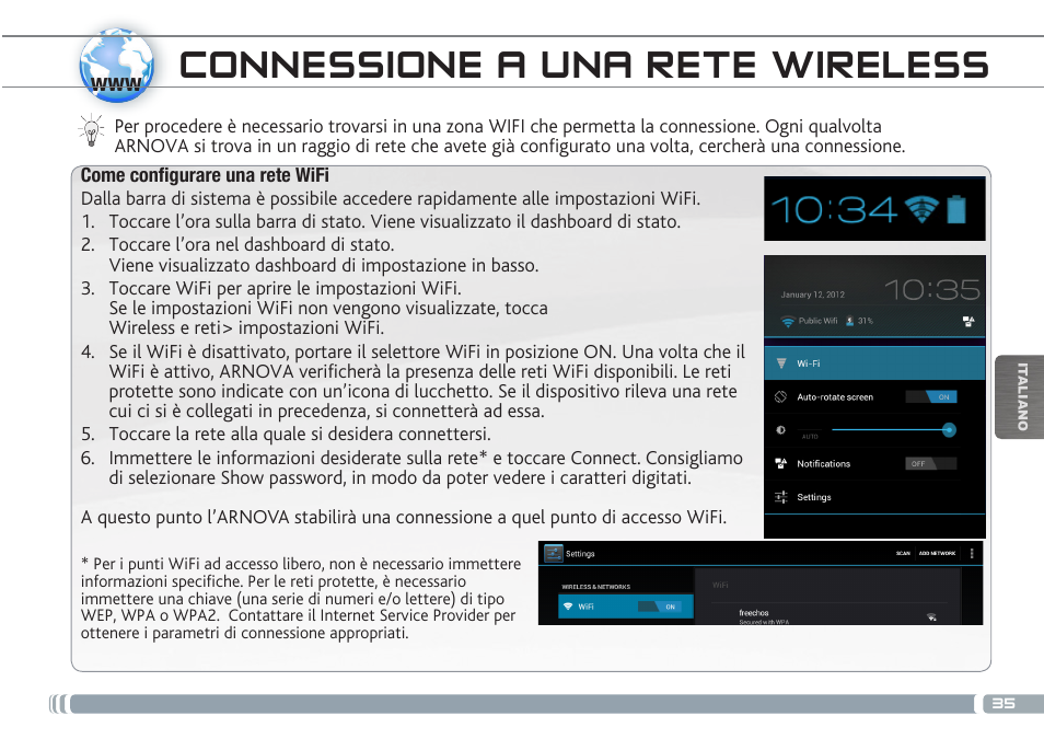 Connessione a una rete wireless | ARNOVA 9 G3 User Manual | Page 35 / 58