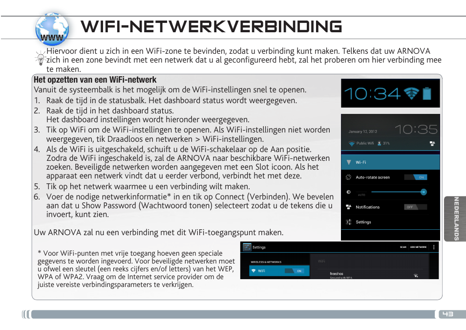 Wifi-netwerkverbinding | ARNOVA 9 G3 User Manual | Page 43 / 58