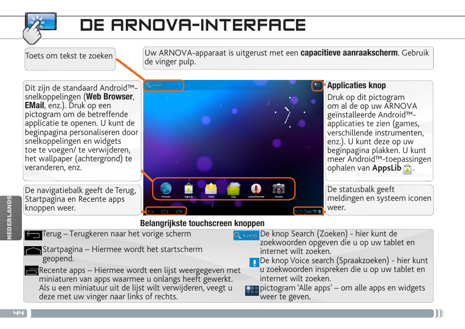 De arnova-interface | ARNOVA 9 G3 User Manual | Page 44 / 58