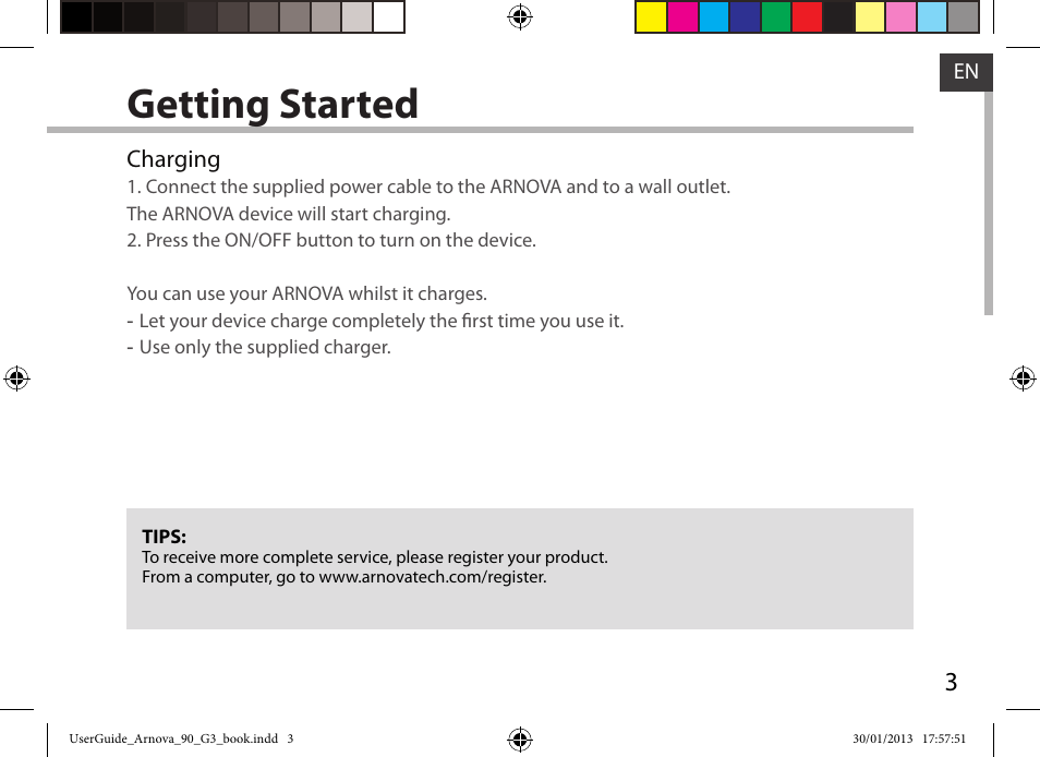 Getting started | ARNOVA 90 G3 User Manual | Page 3 / 114