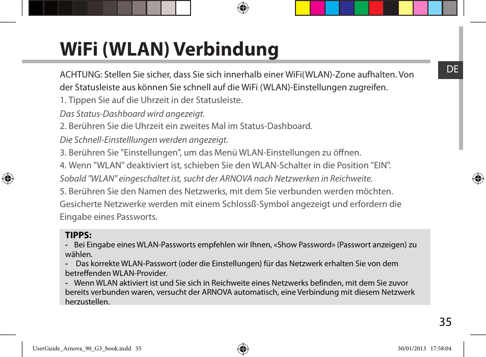 Wifi (wlan) verbindung | ARNOVA 90 G3 User Manual | Page 35 / 114