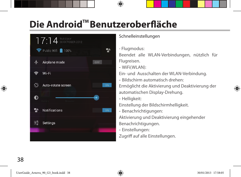 Die android, Benutzeroberfläche | ARNOVA 90 G3 User Manual | Page 38 / 114