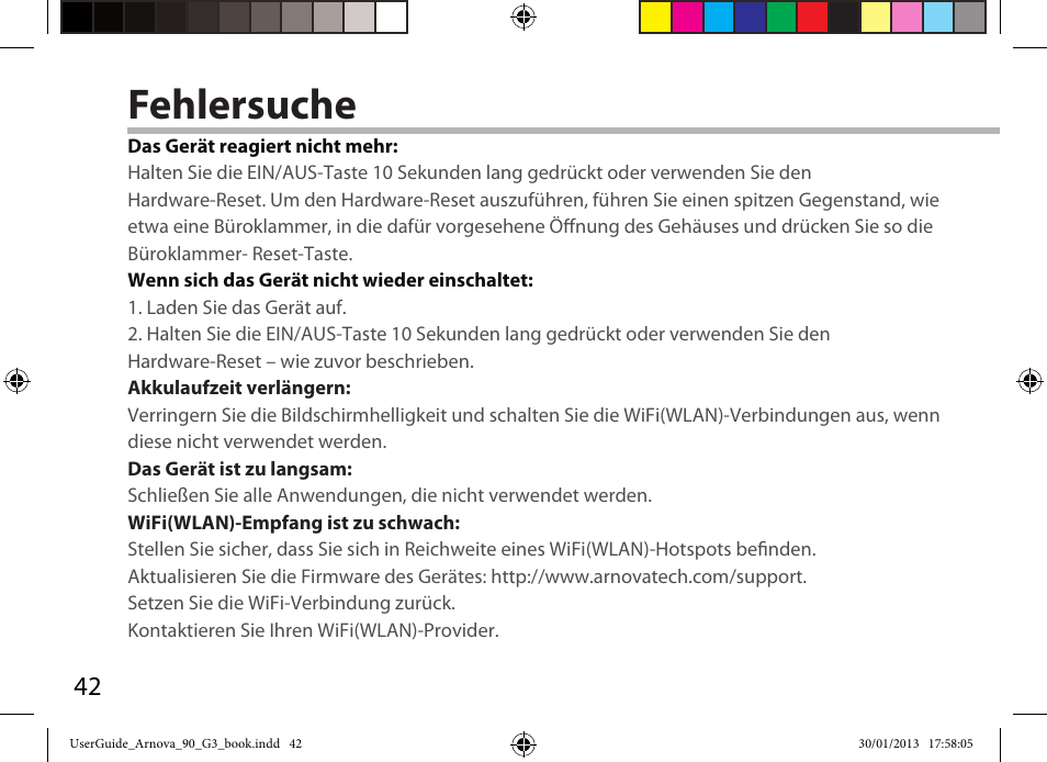 Fehlersuche | ARNOVA 90 G3 User Manual | Page 42 / 114