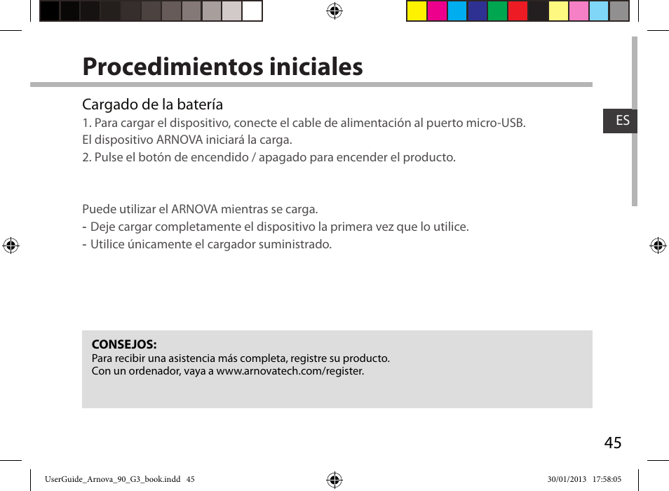 Procedimientos iniciales | ARNOVA 90 G3 User Manual | Page 45 / 114