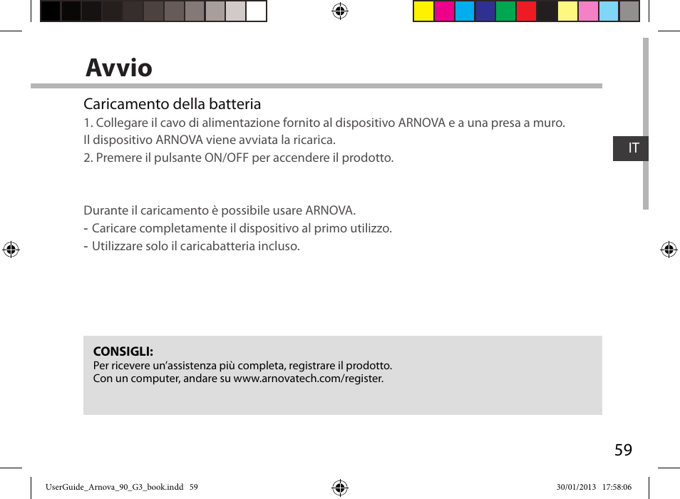 Avvio | ARNOVA 90 G3 User Manual | Page 59 / 114