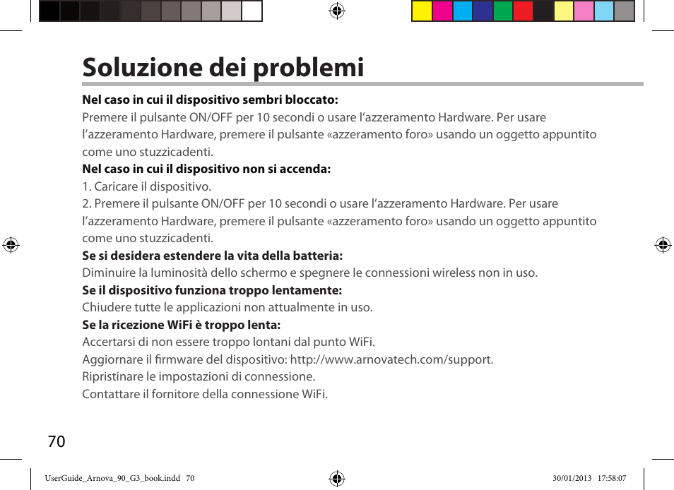 Soluzione dei problemi | ARNOVA 90 G3 User Manual | Page 70 / 114