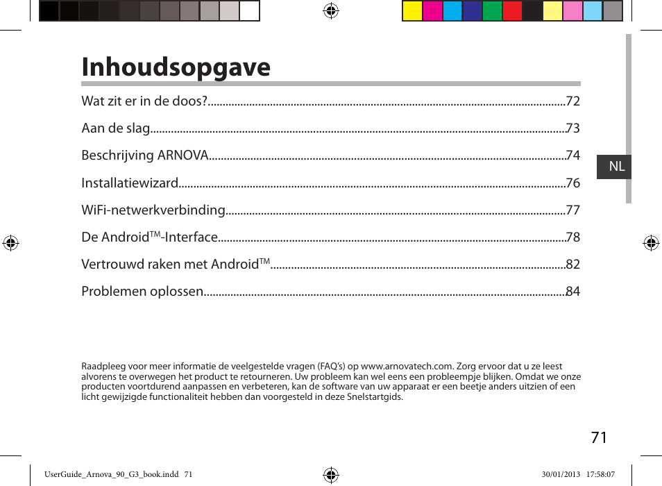 Inhoudsopgave | ARNOVA 90 G3 User Manual | Page 71 / 114