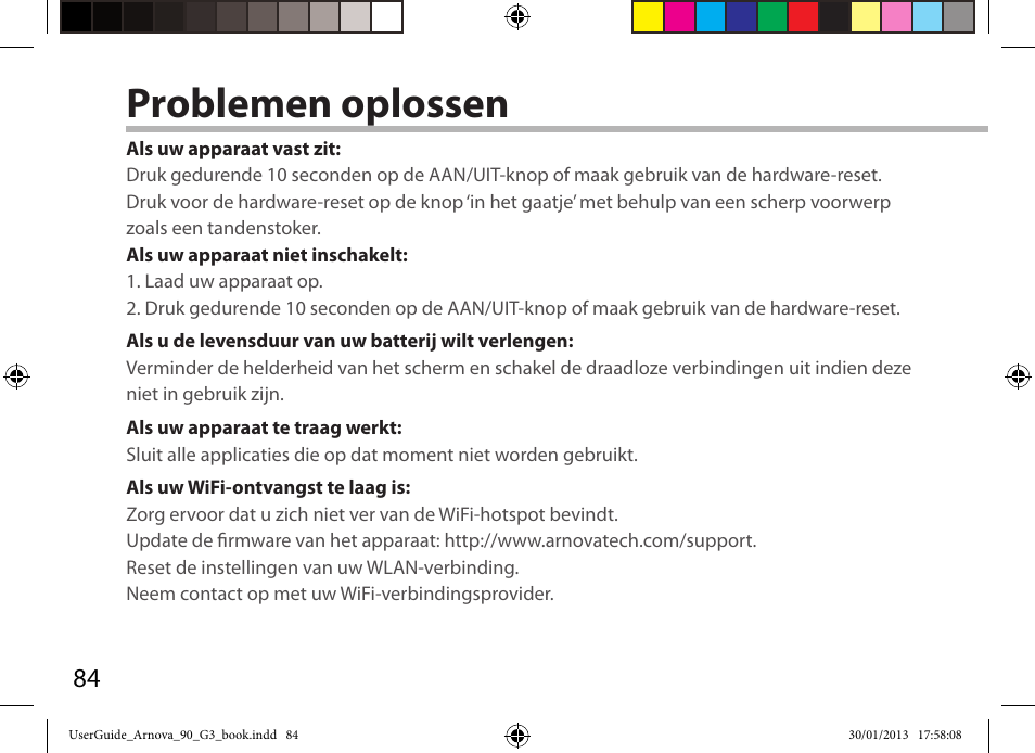 Problemen oplossen | ARNOVA 90 G3 User Manual | Page 84 / 114