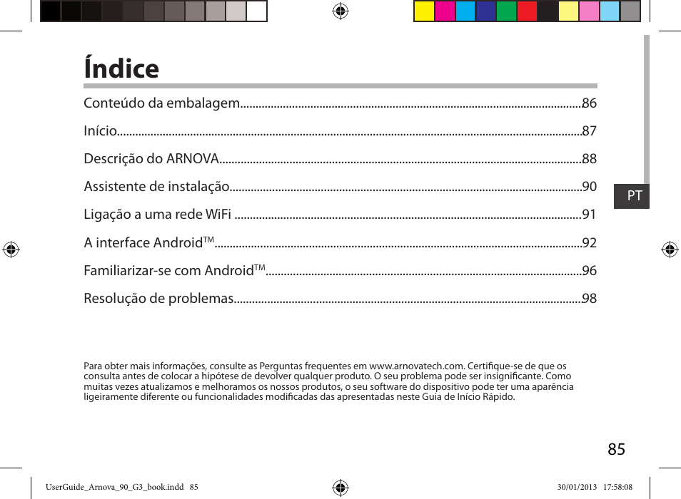 Índice | ARNOVA 90 G3 User Manual | Page 85 / 114