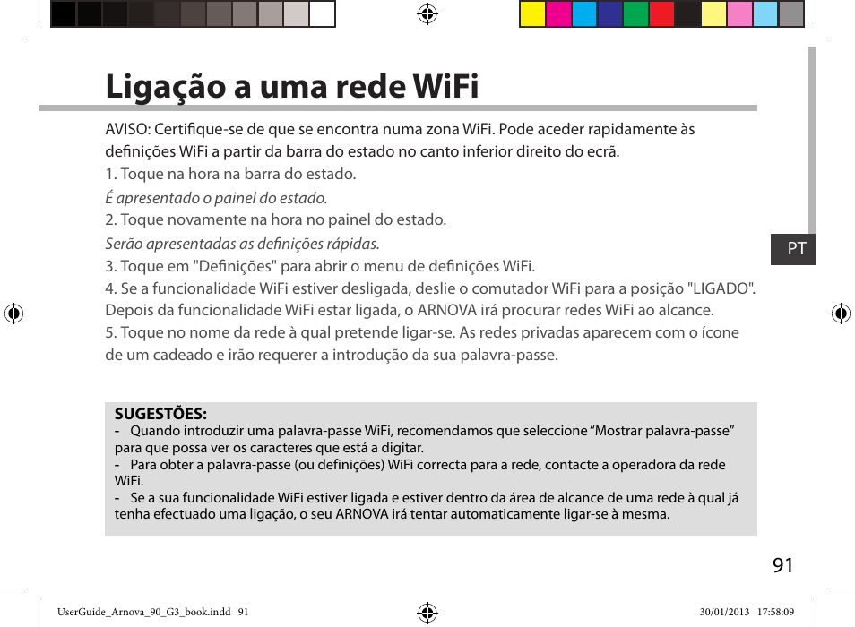 Ligação a uma rede wifi | ARNOVA 90 G3 User Manual | Page 91 / 114